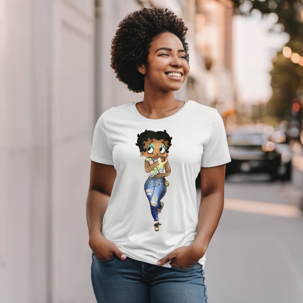 Black Betty Boop White T-Shirt mu