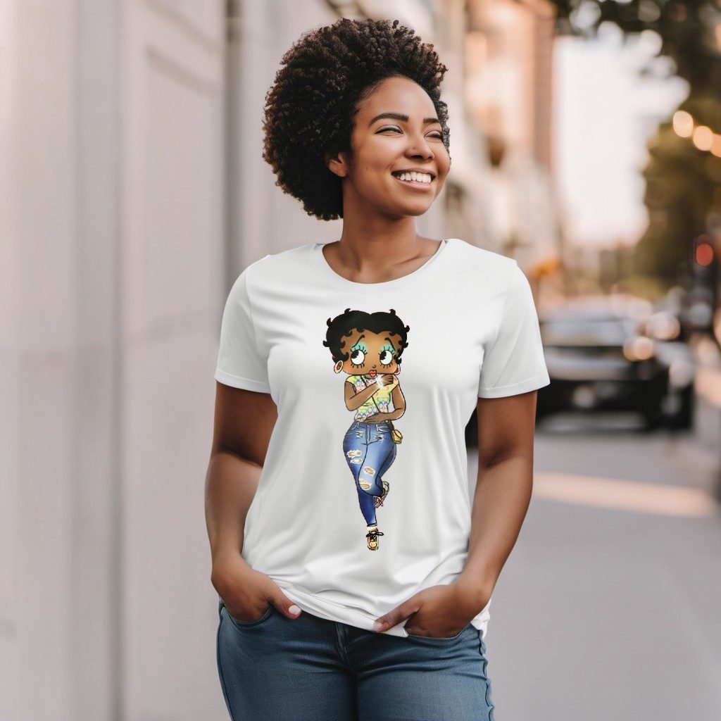 Bougie Boss Gear Black Betty Boop White T Shirt mu