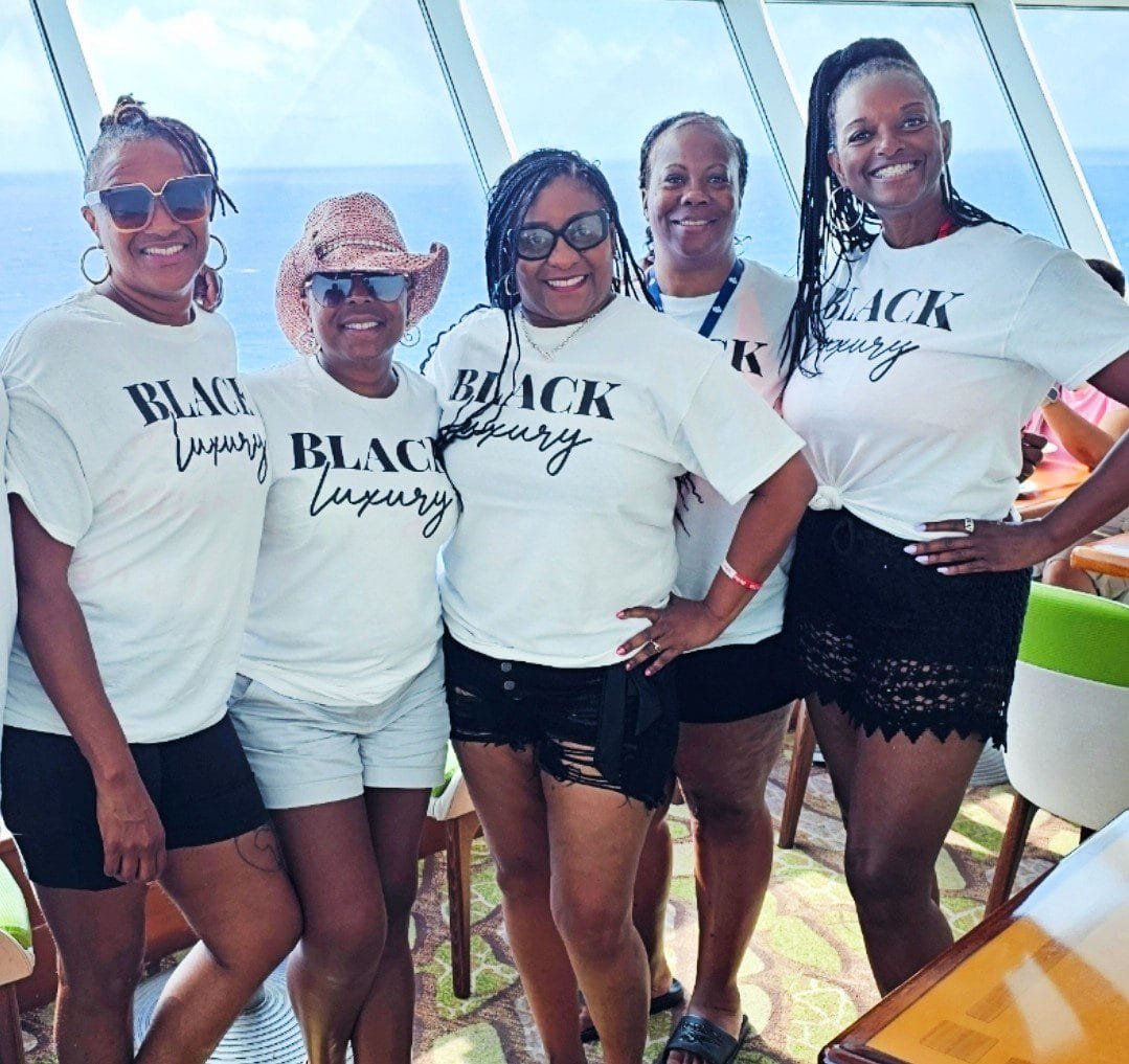 a group of women wearing matching t-shirts