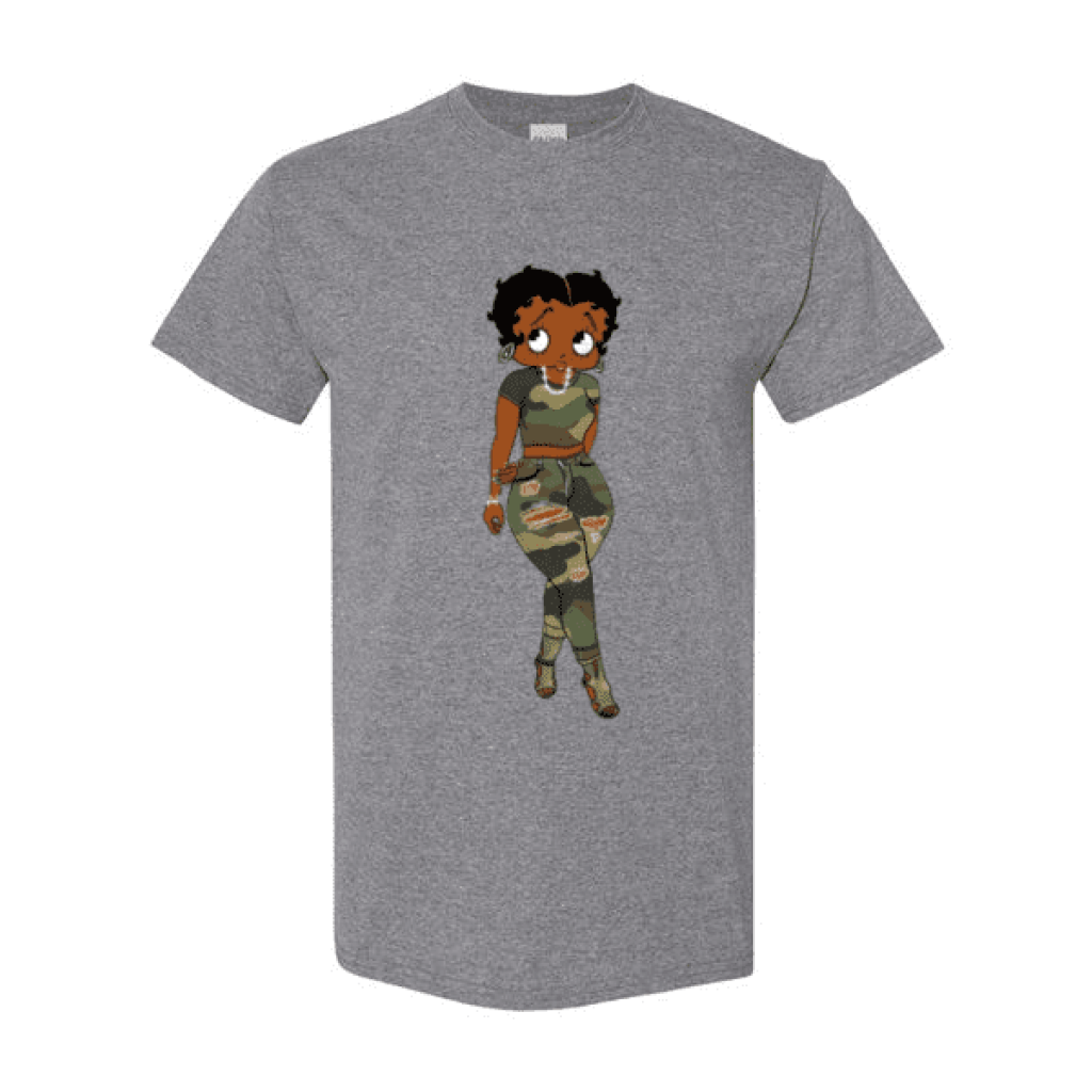Camo Black Betty Boop Granet Grey T-Shirt