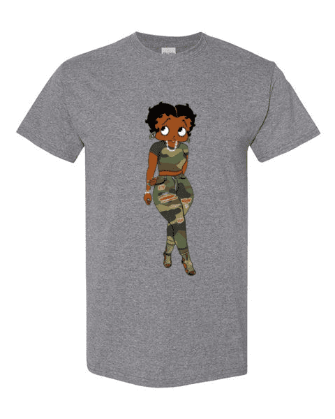 Camo Black Betty Boop Granet Grey T-Shirt