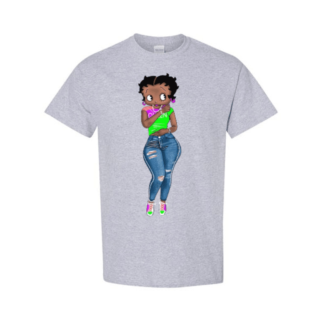 Curvey Black Betty Boop Grey T-Shirt