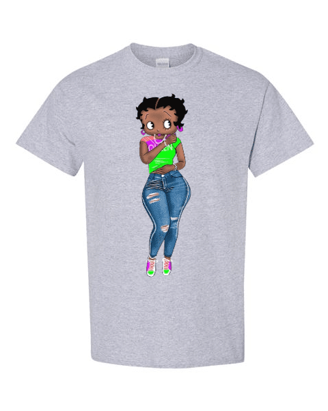 Curvey Black Betty Boop Grey T-Shirt