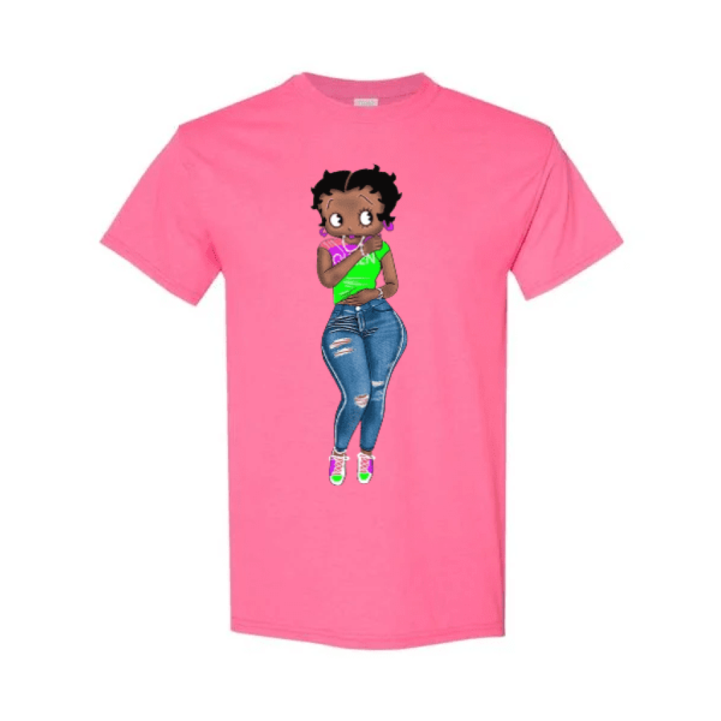 Curvey Black Betty Boop Pink T-Shirt