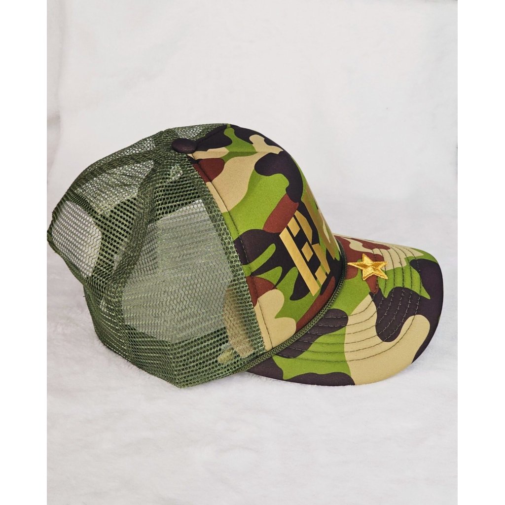 BBG Green Camoflauge Trucker Hat (Gold Star Edition) 2