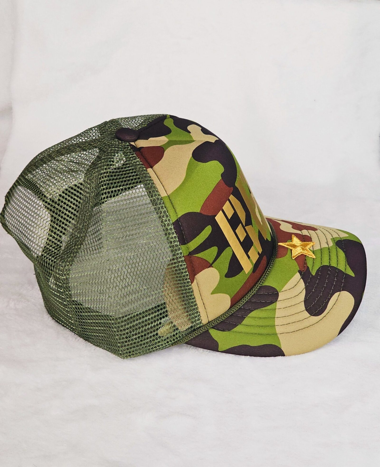 BBG Green Camoflauge Trucker Hat (Gold Star Edition) 2