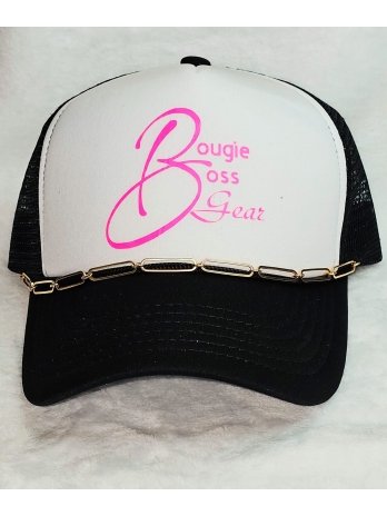 Bougie Boss Gear Black & White Trucker Hat with Chain