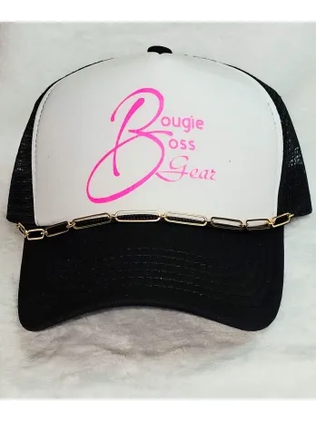 Bougie Boss Gear Black & White Trucker Hat with Chain