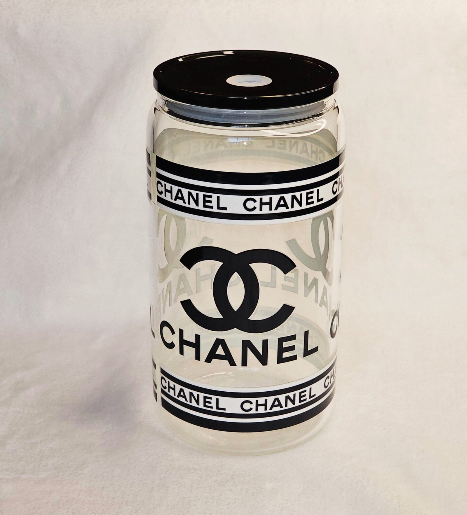 Bougie Boss Gear Designer Inspired CHANEL Glass Tumbler Cup scaled