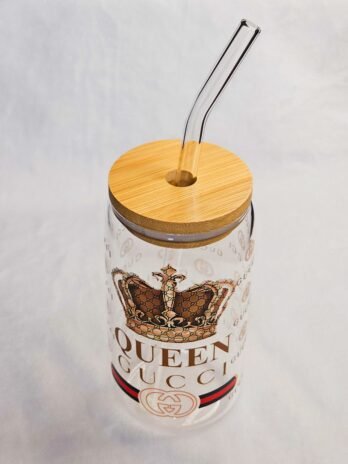 Designer Inspired Queen Glass Tumbler Cup