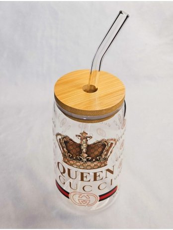 Designer Inspired Queen Glass Tumbler Cup