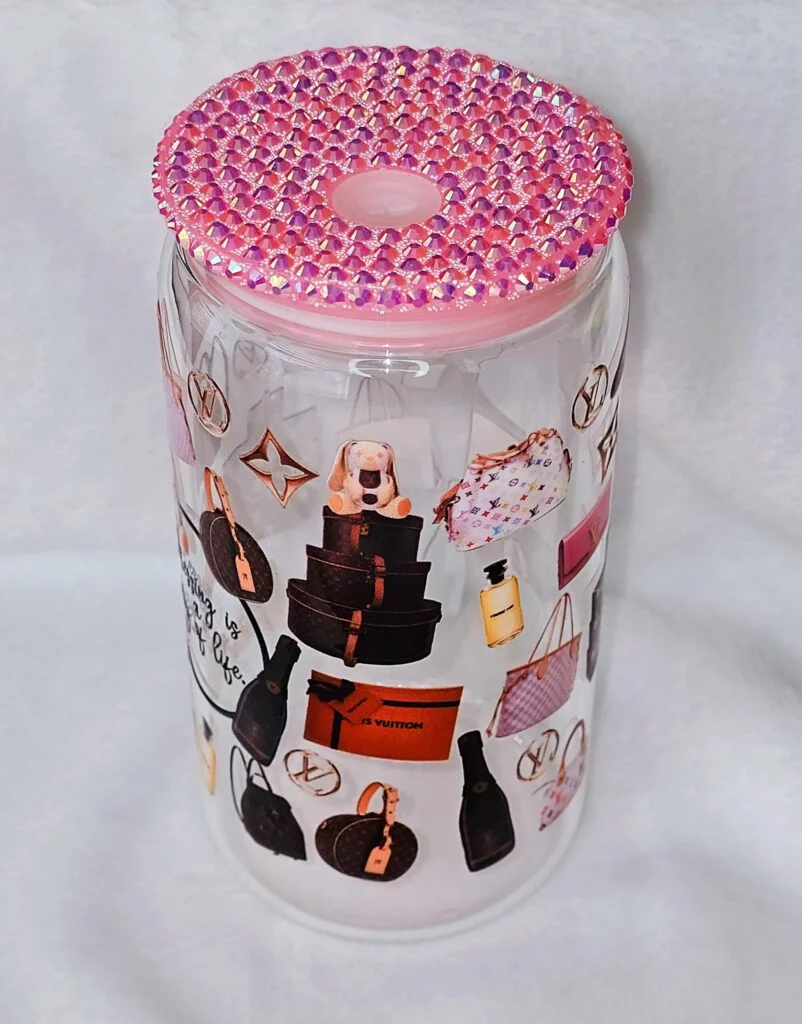 Designer Inspired Your Time to Shine Luis Vuitton Glass Tumbler Cup 2