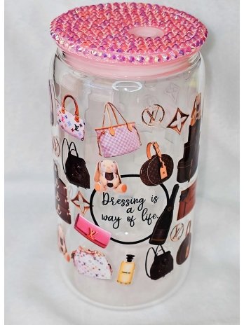 Designer Inspired L Brand Glass Tumbler Cup