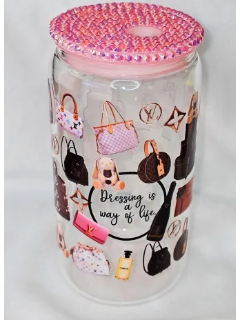 Designer Inspired L Brand Glass Tumbler Cup