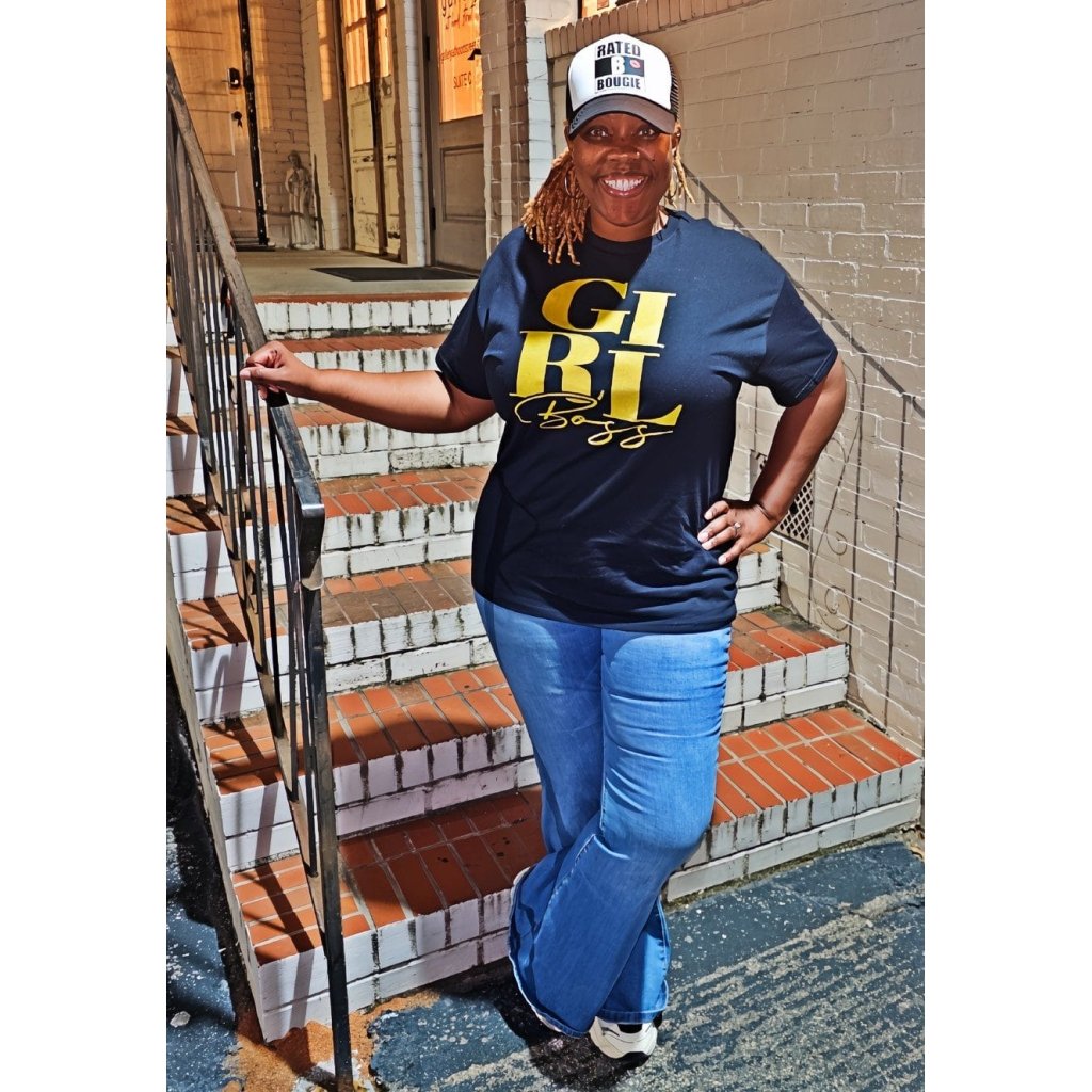 a woman standing on a staircase