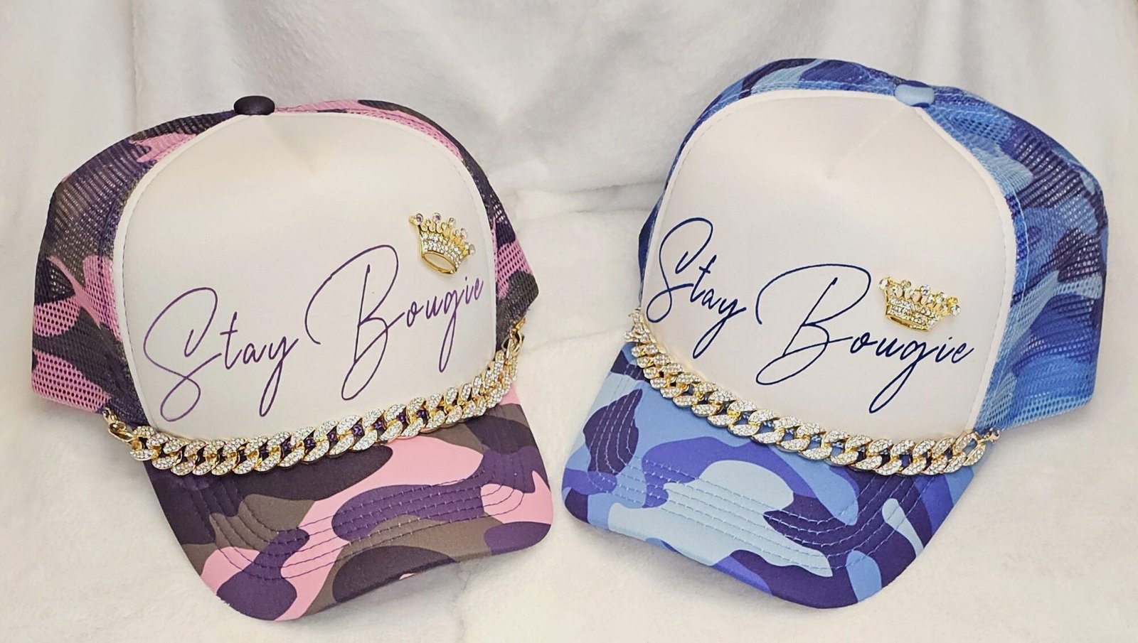 Bougie Boss Gear Stay Bougie Camo Hats Purple and Blue