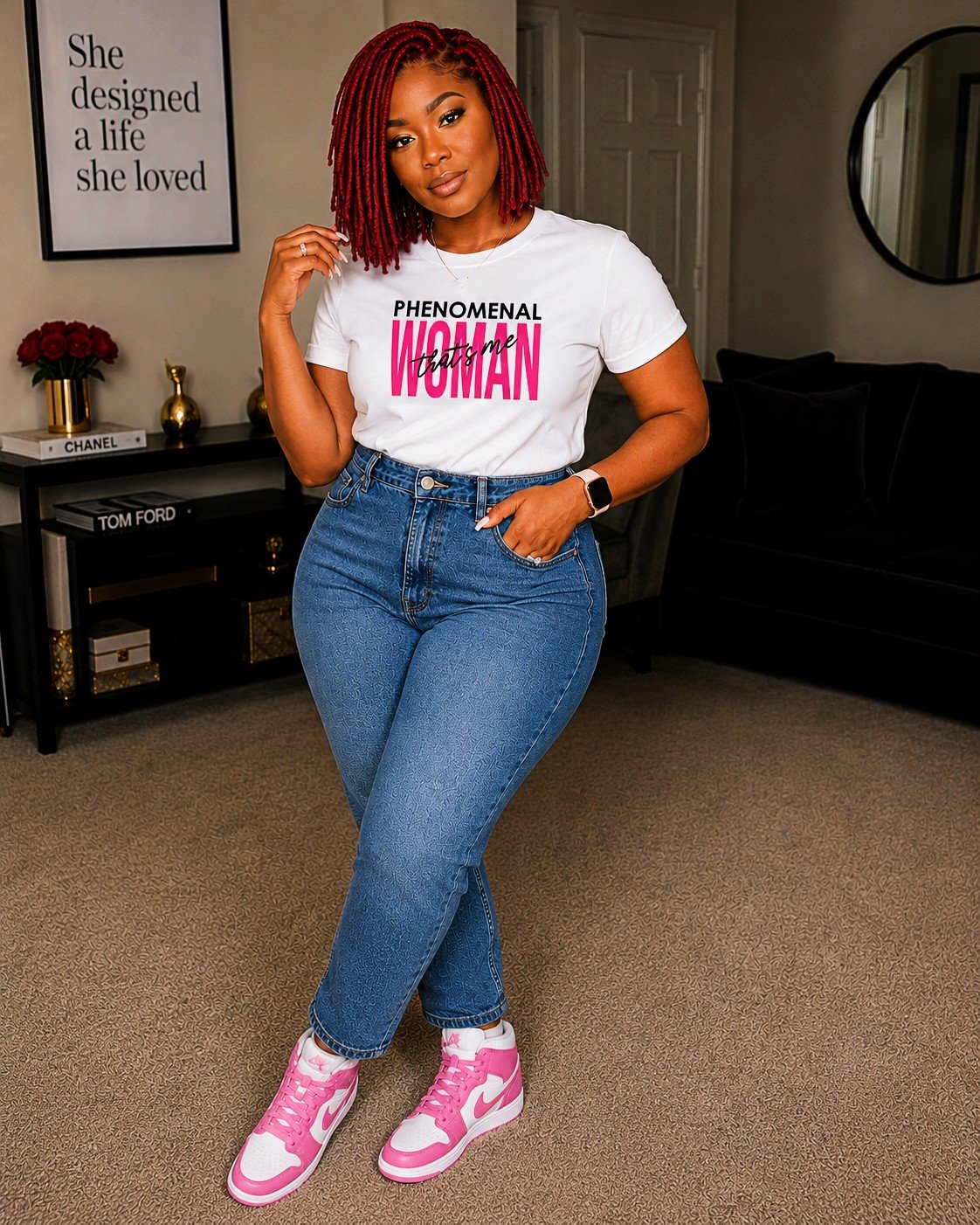 Bougie Boss Gear Phenomenal Woman T shirt mock up