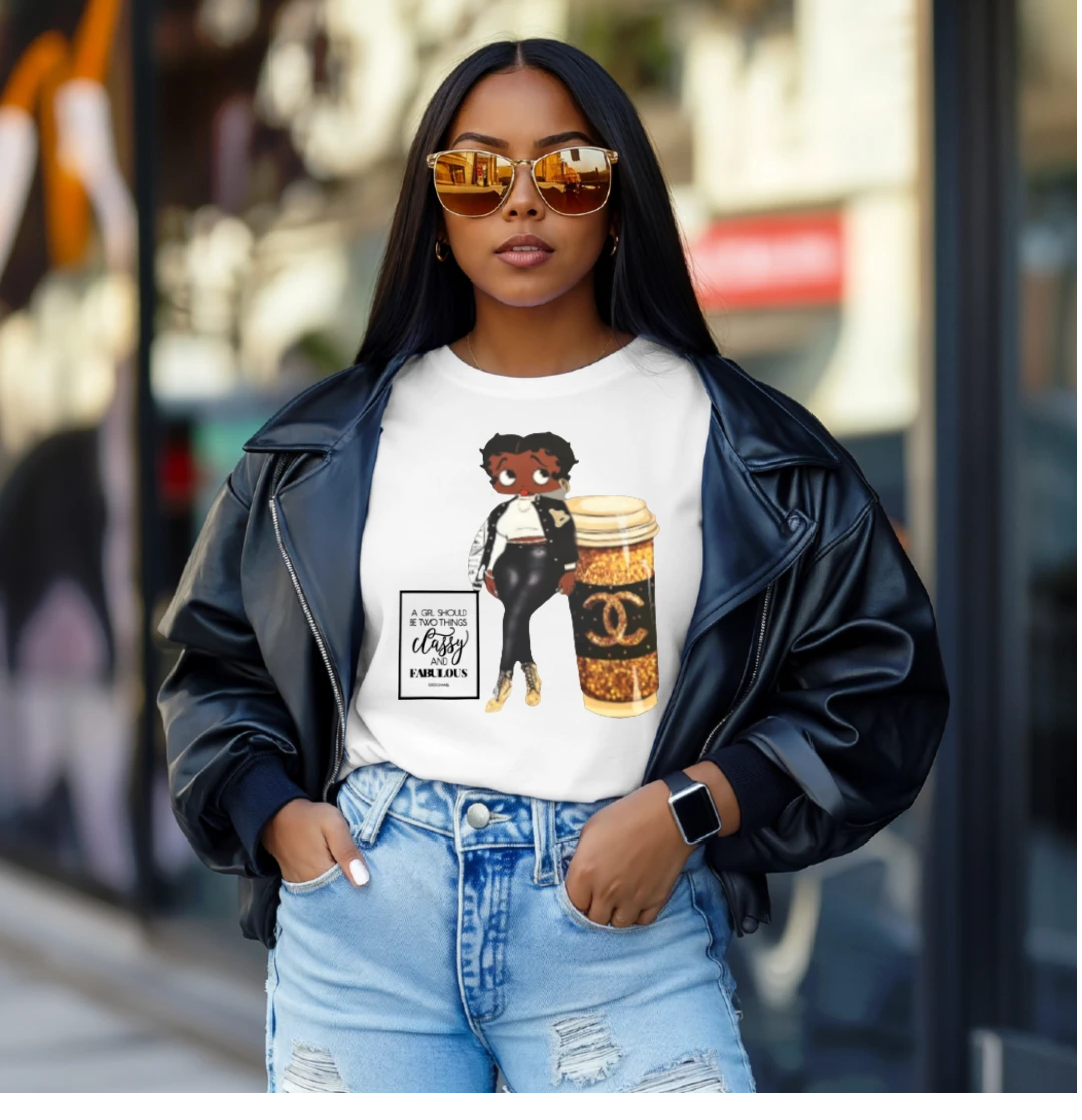 Bougie Boss Gear Classy Betty Boop White T Shirt