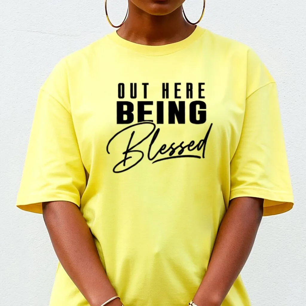 Out Here Being Blessed Yellow T-Shirt