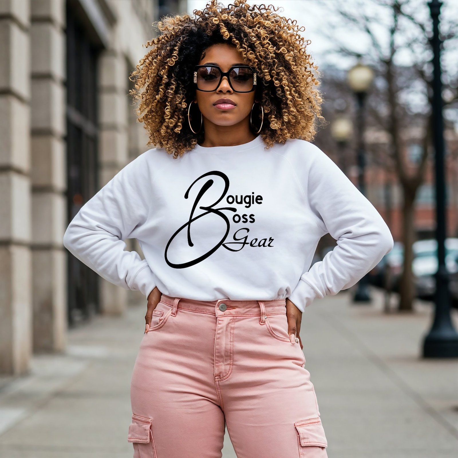 Bougie Boss Gear Bougie Boss Gear White Sweatshirt Mock Up