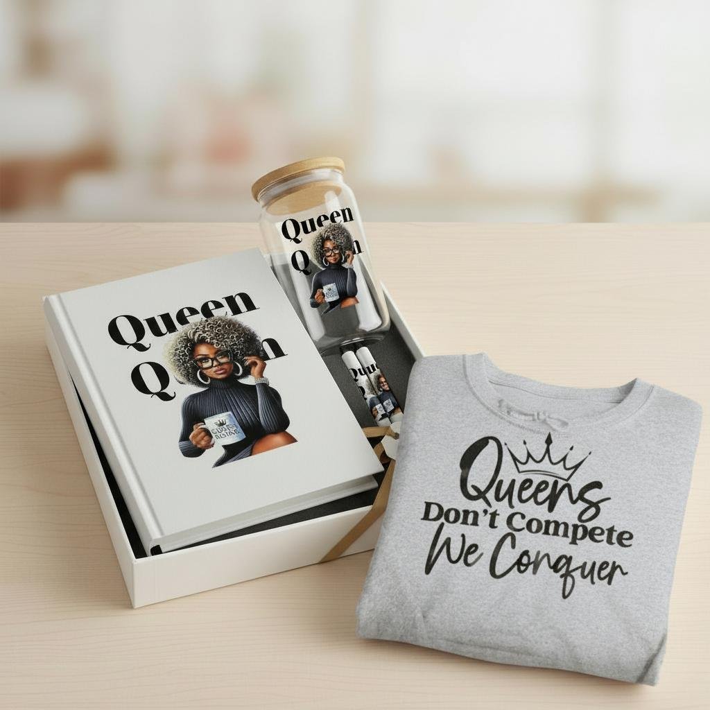 Queens Sweatshirt & Journal Set 1 Bougie Boss Gear Queen Sweatshirt Bundle Journal Set