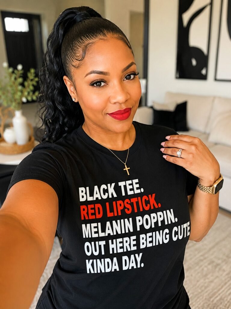 Black Tee Red Lipstick T-Shirt
